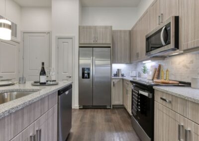 Modern finishes in this gourmet kitchen.