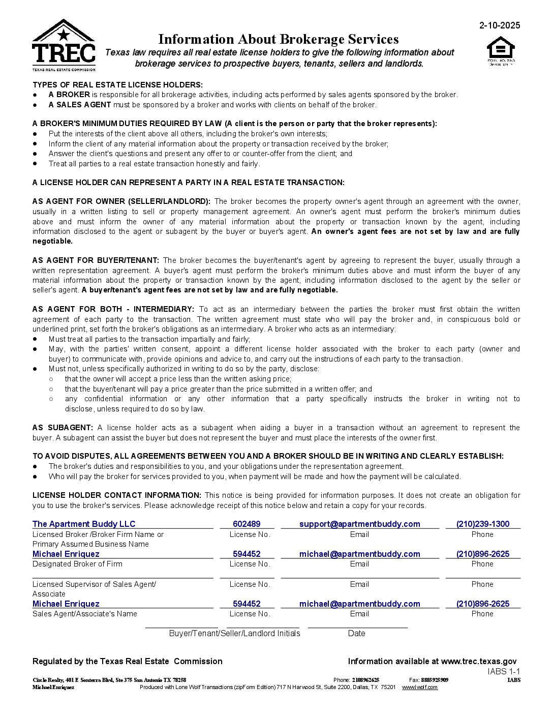 information about brokerage services file