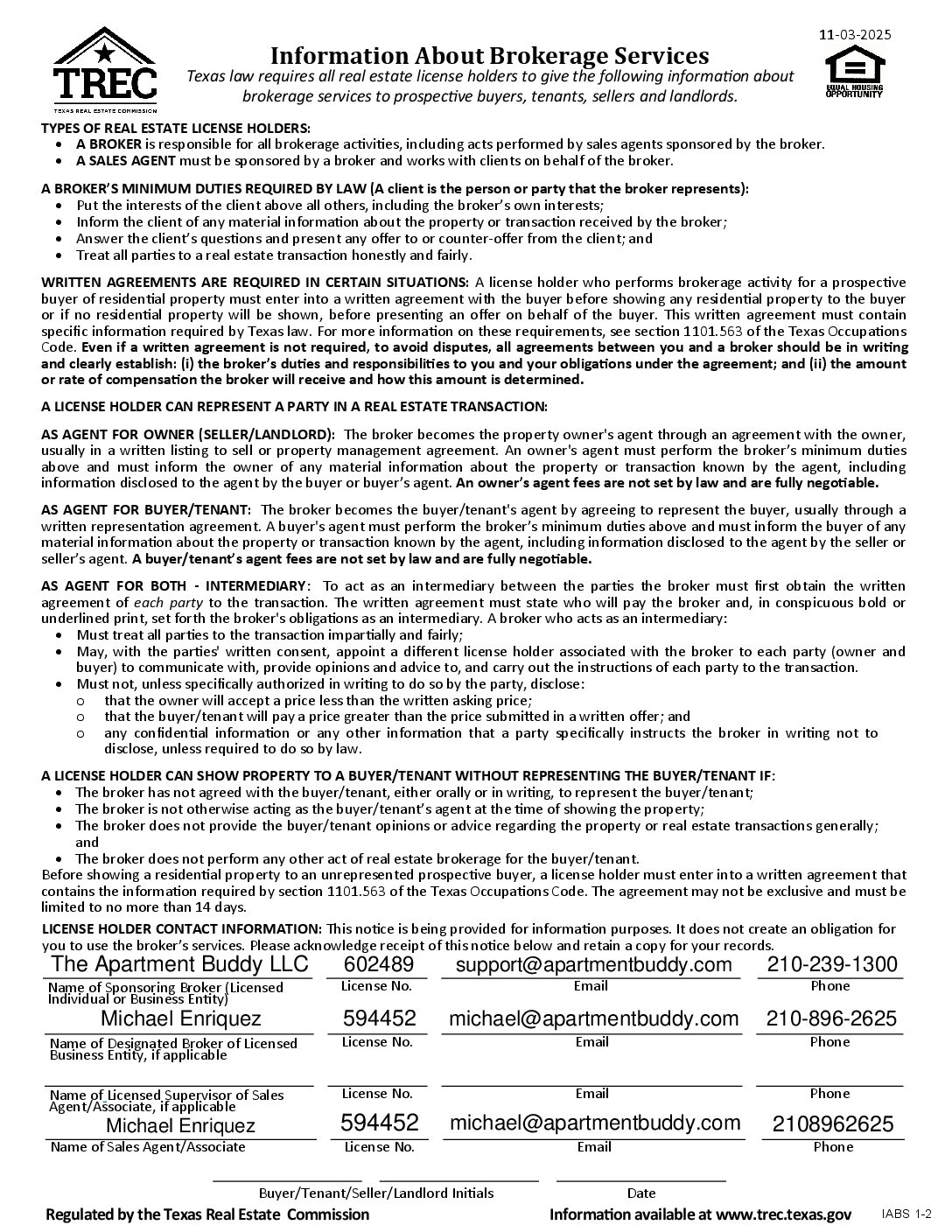 information about brokerage services file